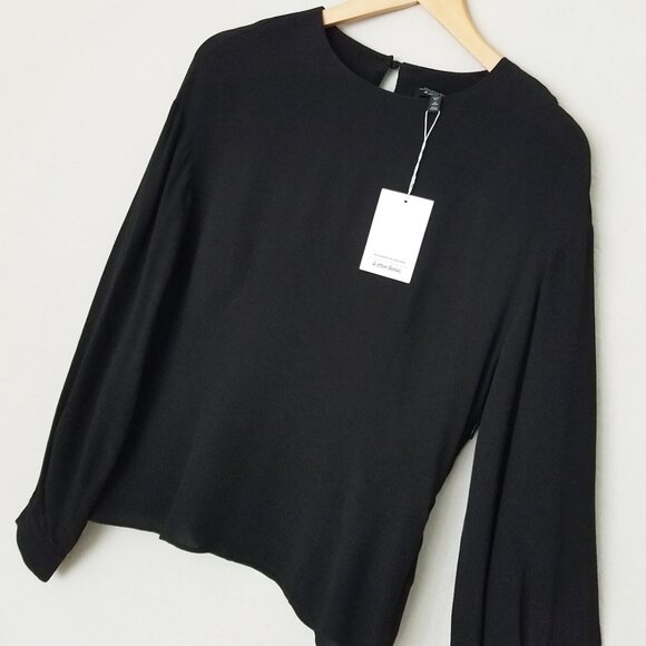 NEW & Other Stories Oversized Sleeve Blouse Black Size 4 Viscose Crepe Classic - Picture 8 of 16